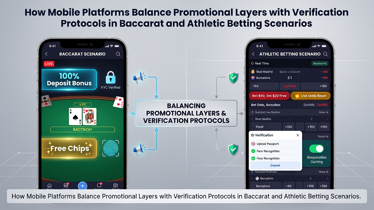 Mobile Plattform für Baccarat und Sportwetten mit Verifizierungs- und Werbeelementen