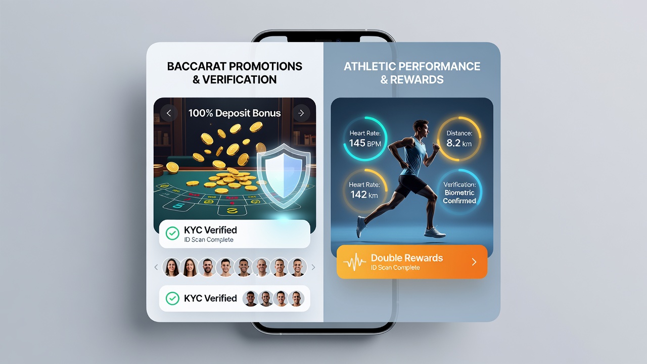Schnittstelle einer mobilen App mit Baccarat-Tisch und Sportwett-Integration