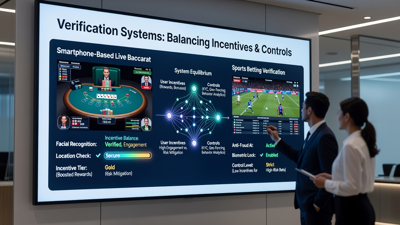 Mobile app interface displaying tiered rewards and verification status for sports events and baccarat
